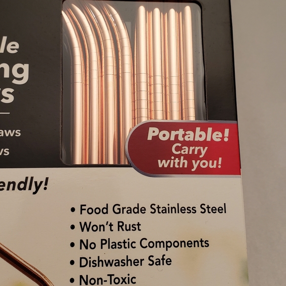 NEW***8 Red Copper Reusable Straws - Picture 4 of 6